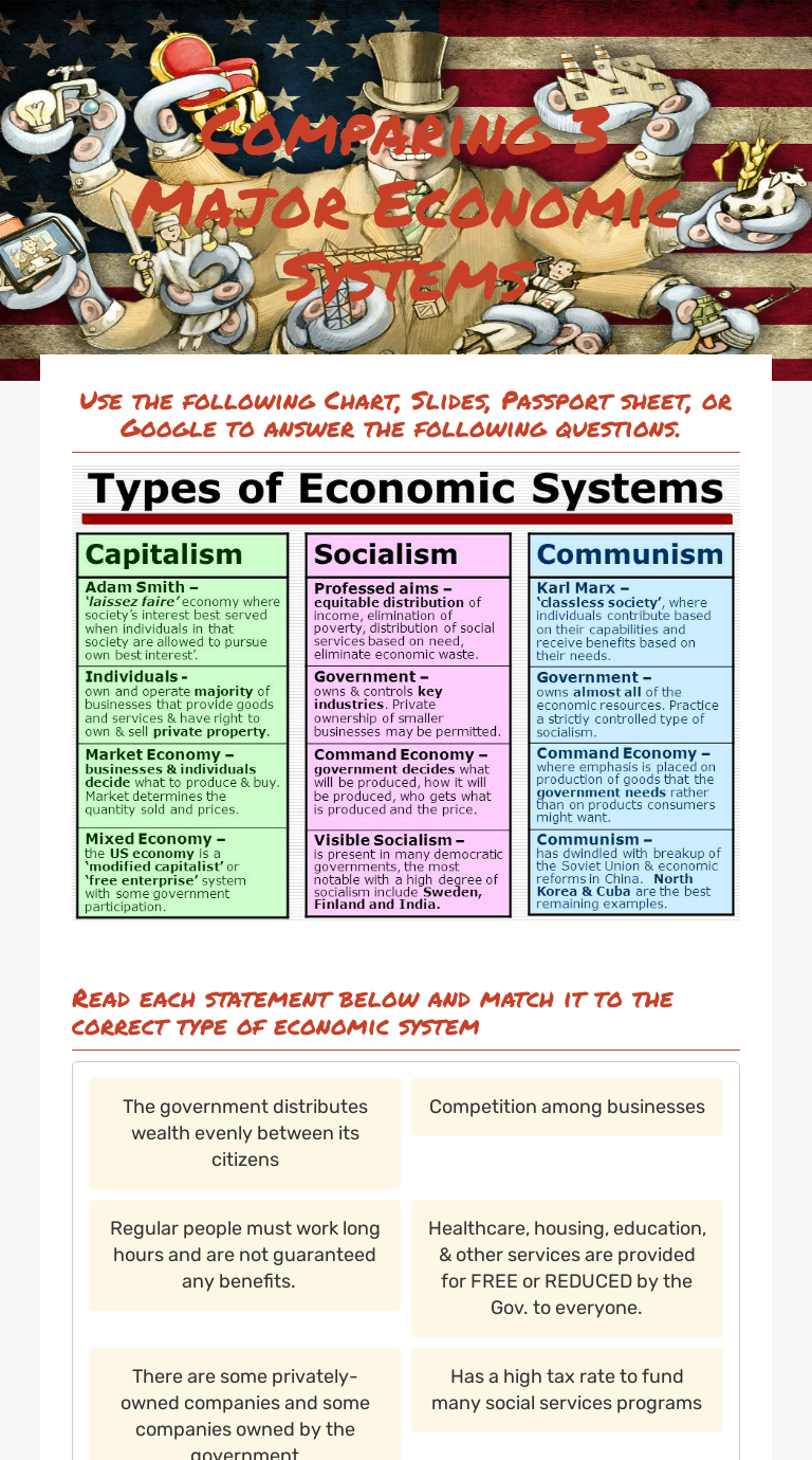 Comparing 3 Major Economic Systems Interactive Worksheet by Crystal Comparing 3 Major Economic Systems Interactive Worksheet by Crystal