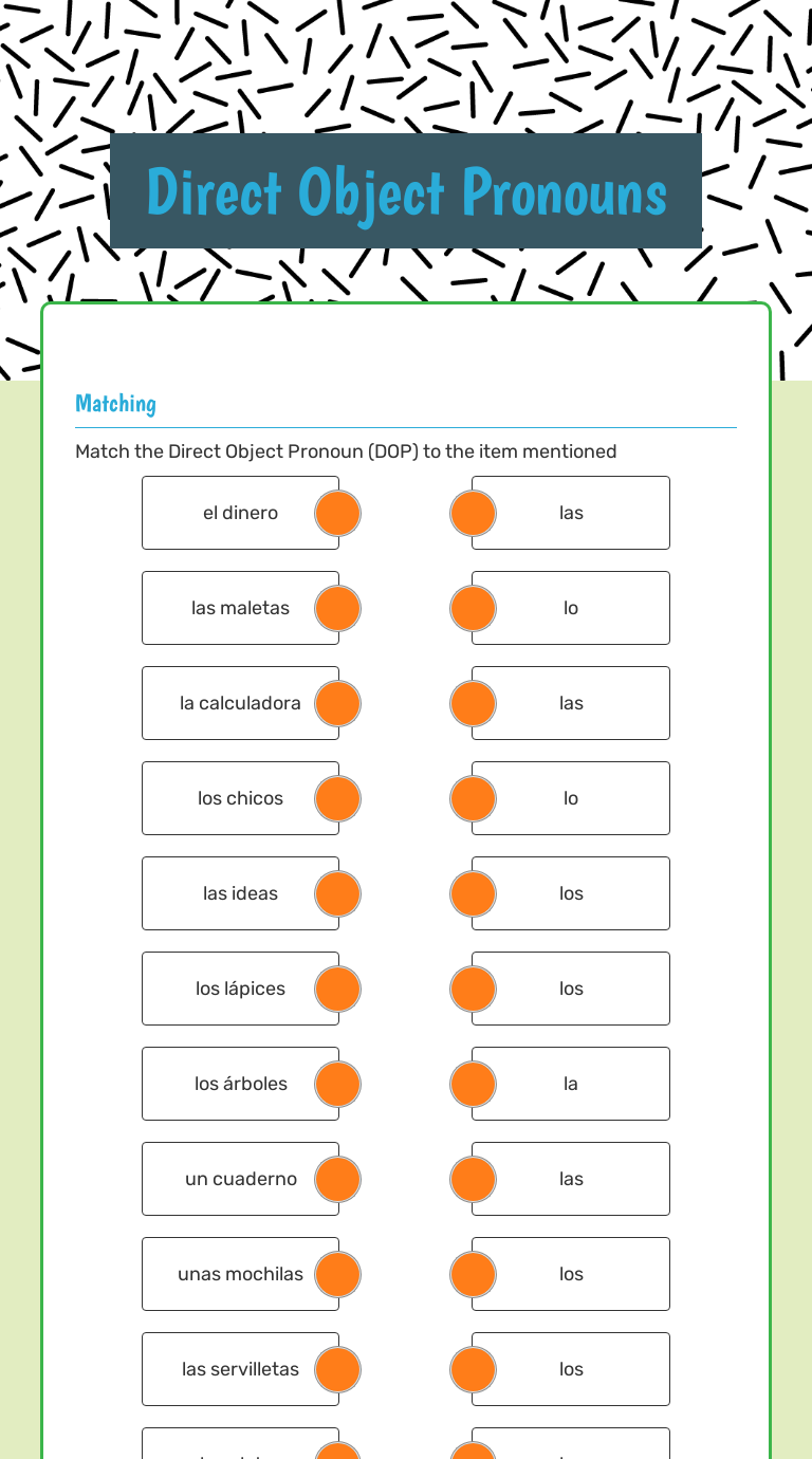 Direct Object Pronouns Worksheet English