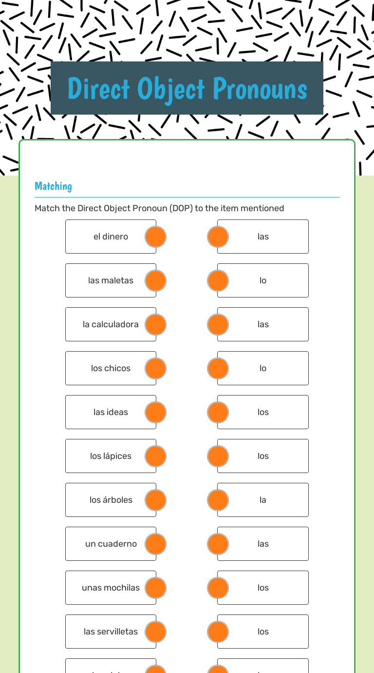Direct Object Pronouns Interactive Worksheet By Rosie Shields Wizer me