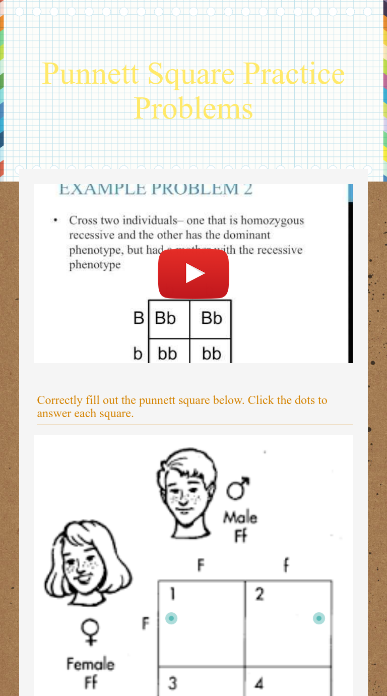 Punnett Square Practice Problems | Interactive Worksheet by David Cowan