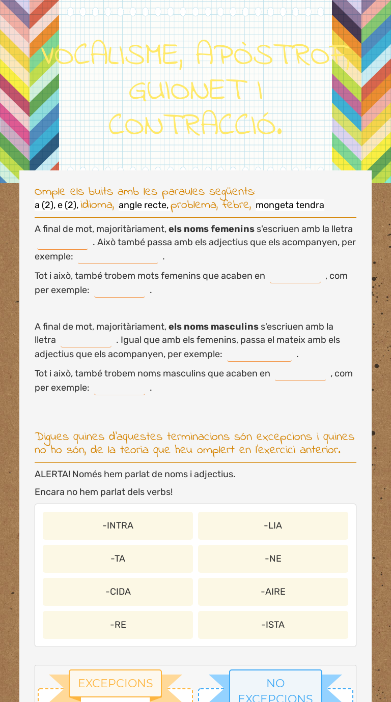 VOCALISME, APÒSTROF, 
GUIONET I CONTRACCIÓ. worksheet preview