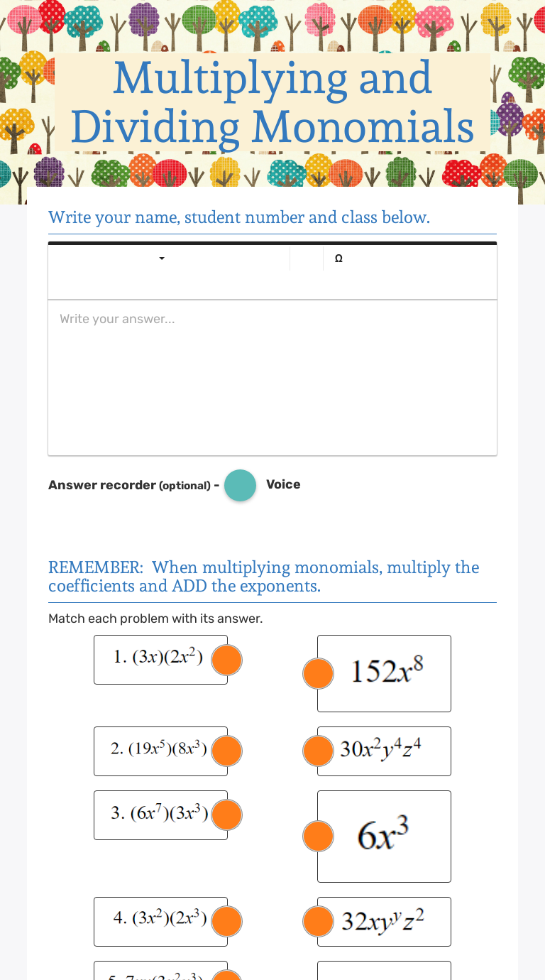 Multiplying and Dividing Monomials  Interactive Worksheet by Within Multiplying And Dividing Monomials Worksheet