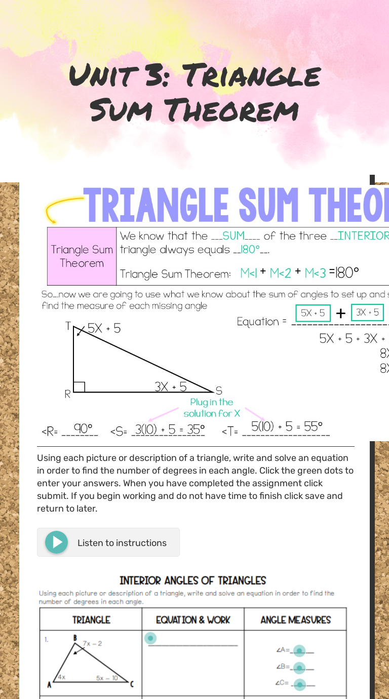 Triangle Sum Theorem Worksheet Answers