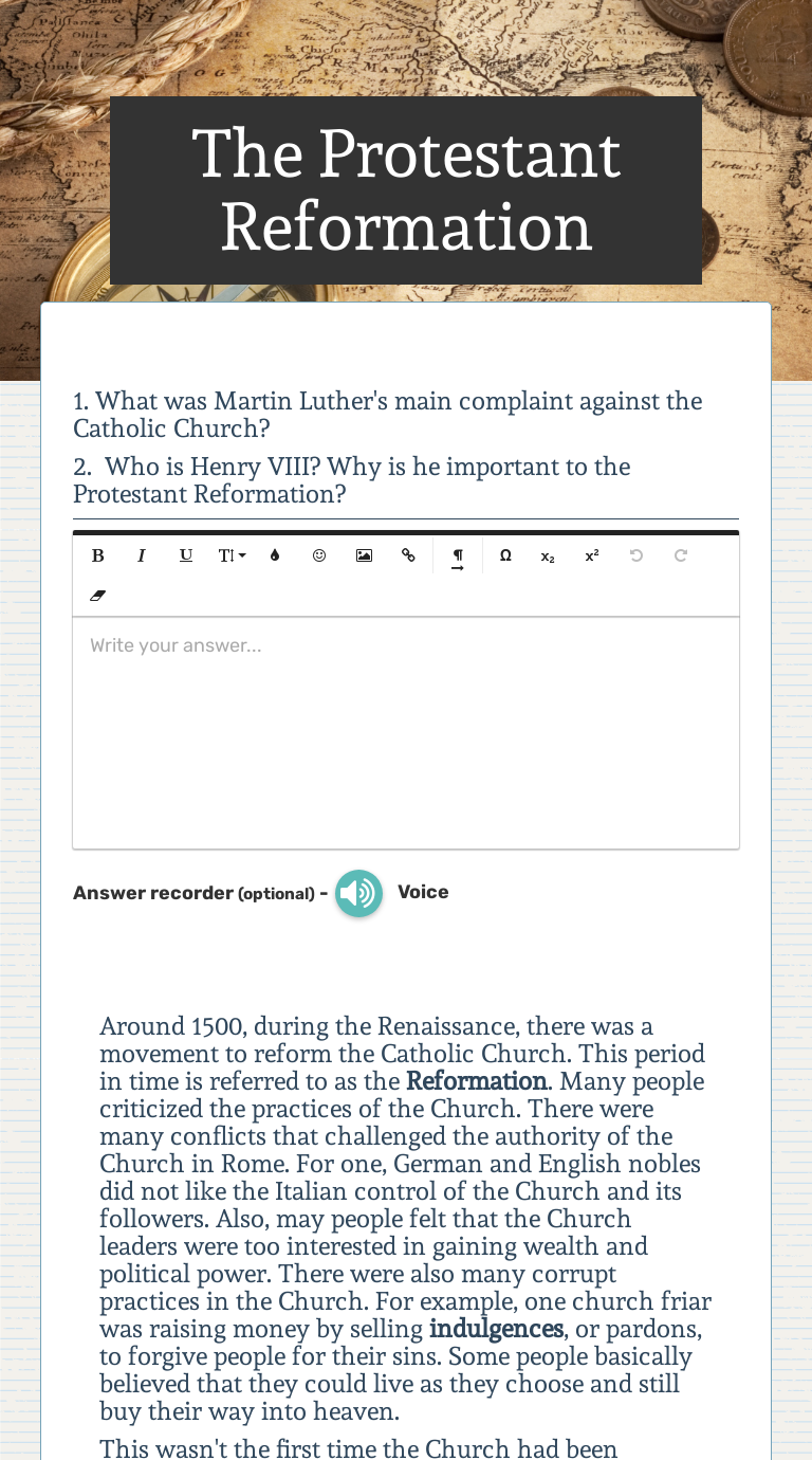 protestant reformation essay questions