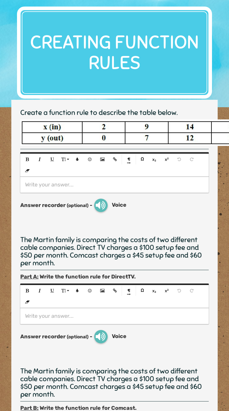 Creating Function Rules  Interactive Worksheet by Gulannar With Writing A Function Rule Worksheet