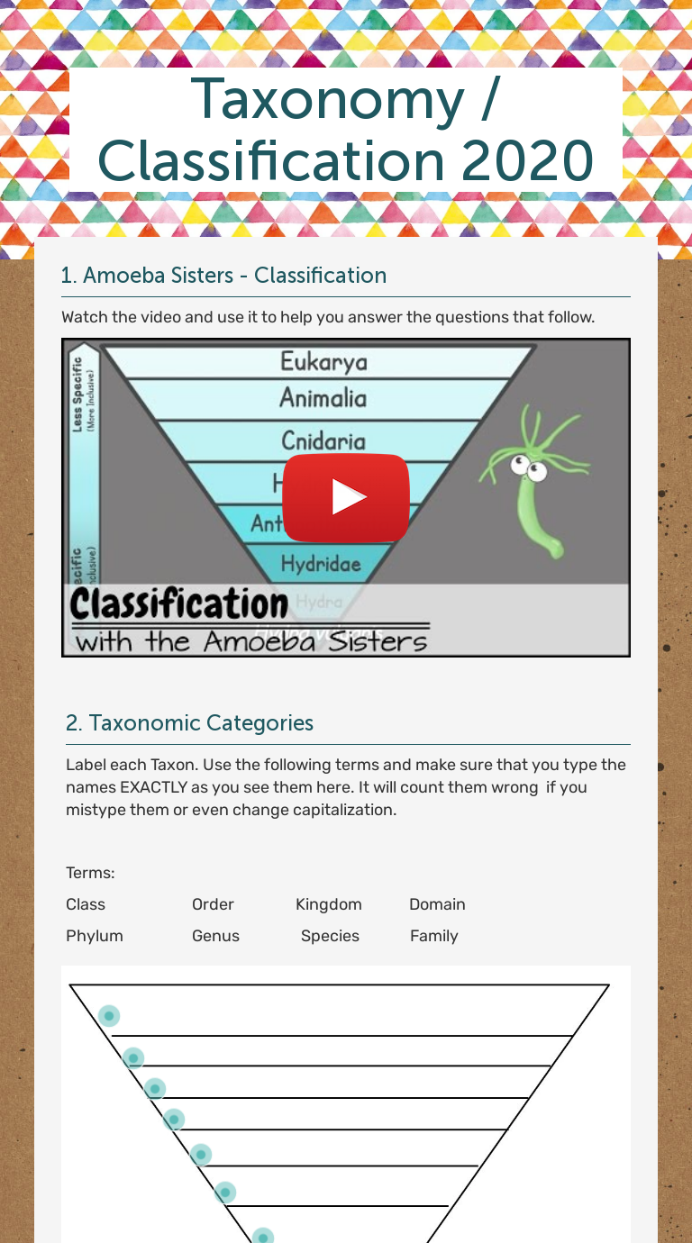 Taxonomy / Classification 2020 | Interactive Worksheet by Michael ...