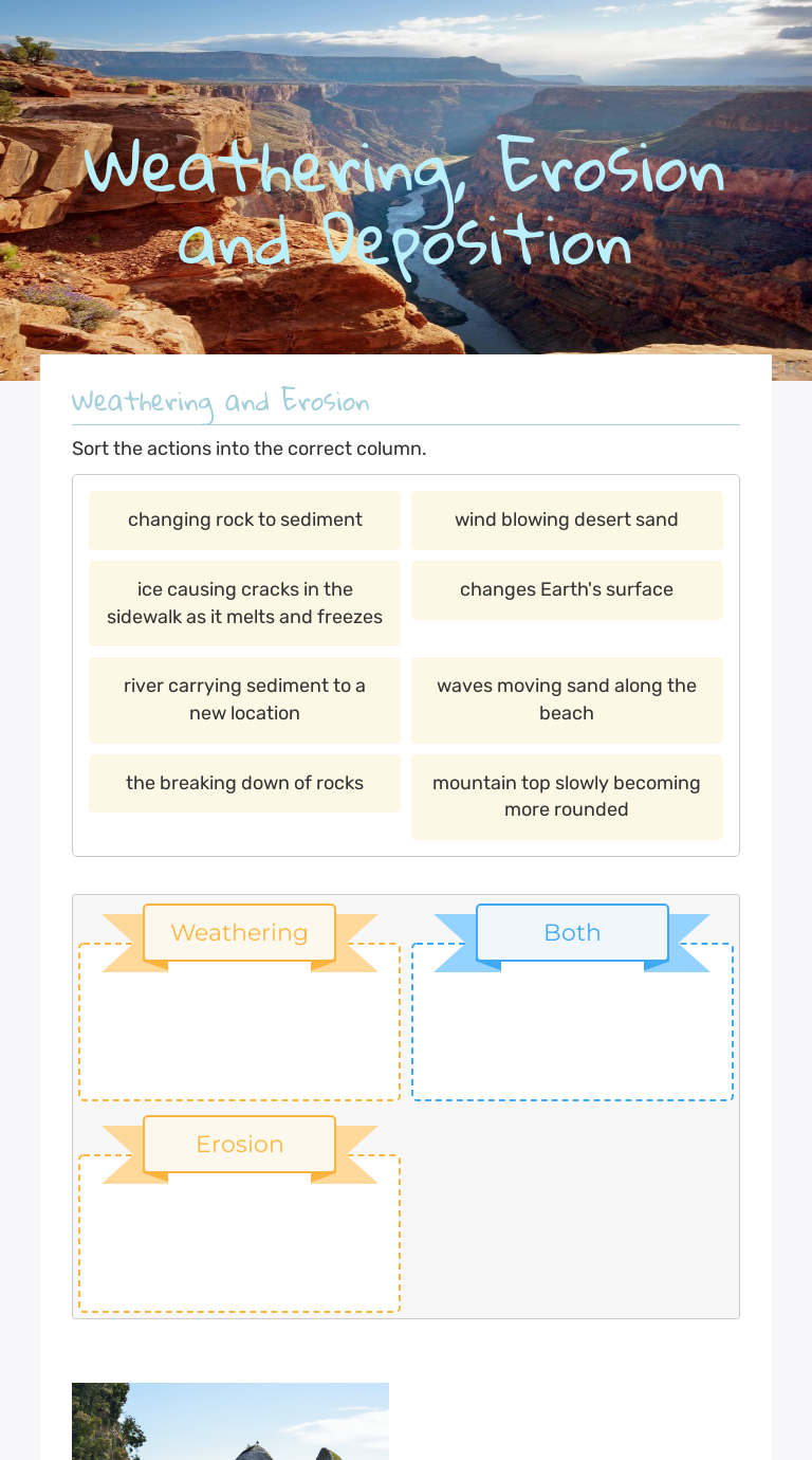 Weathering, Erosion and Deposition | Interactive Worksheet by Damon Dix ...