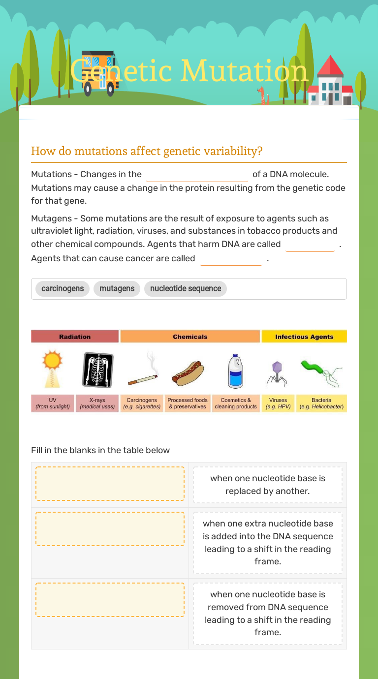 Genetic Mutation Grade 9 worksheet preview