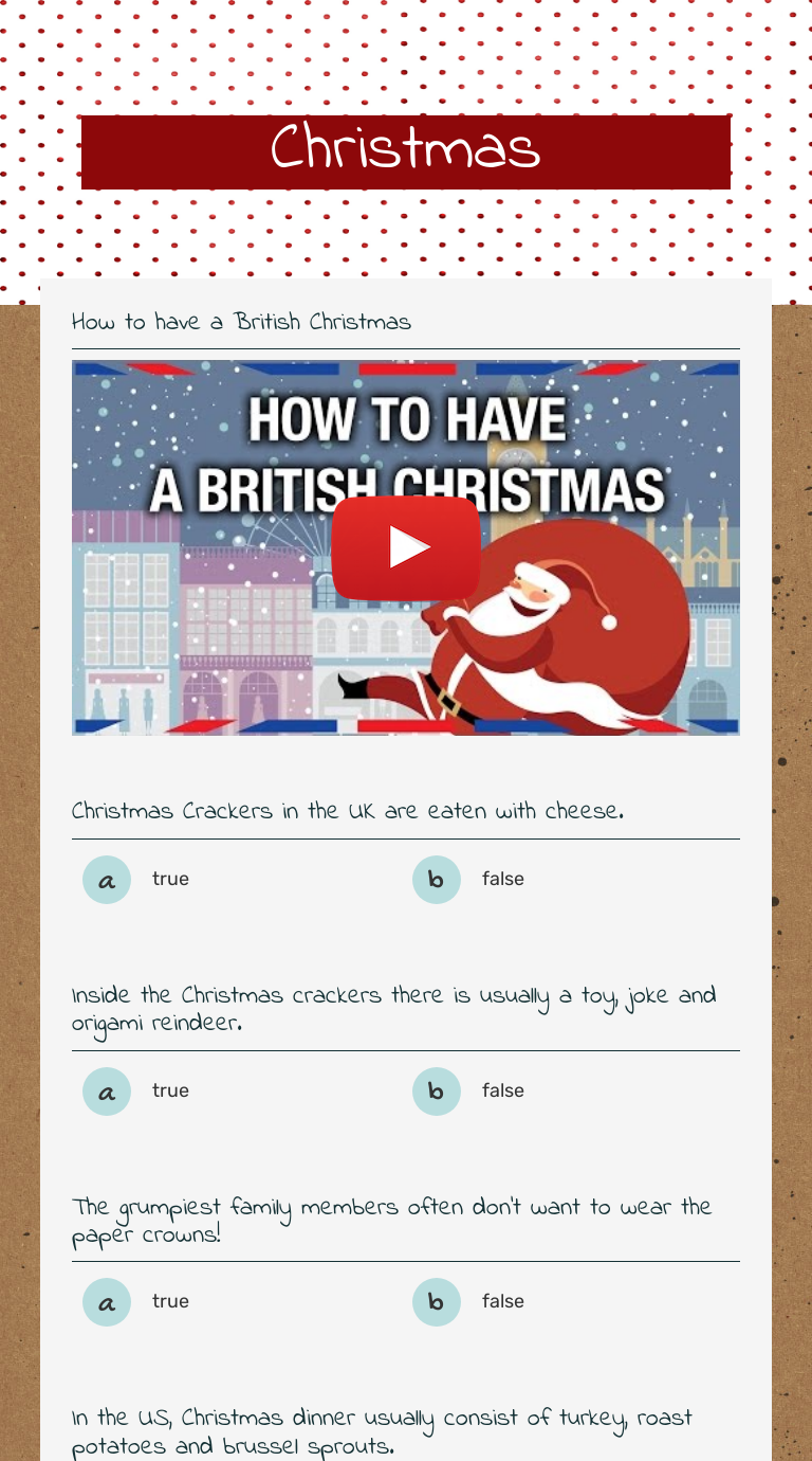 Christmas Grade 10 worksheet preview