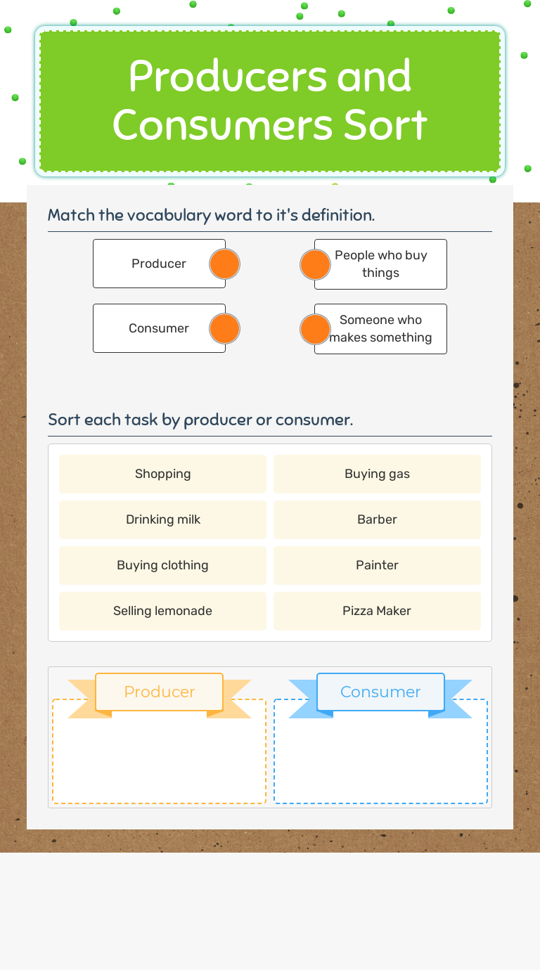 Producers and Consumers Sort  Interactive Worksheet by Danille Inside Producers And Consumers Worksheet