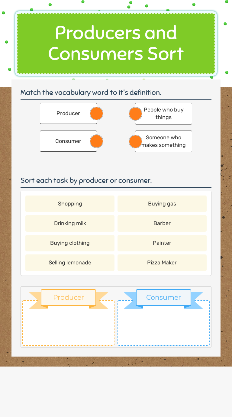 Producers and Consumers Sort  Interactive Worksheet by Danille For Producers And Consumers Worksheet