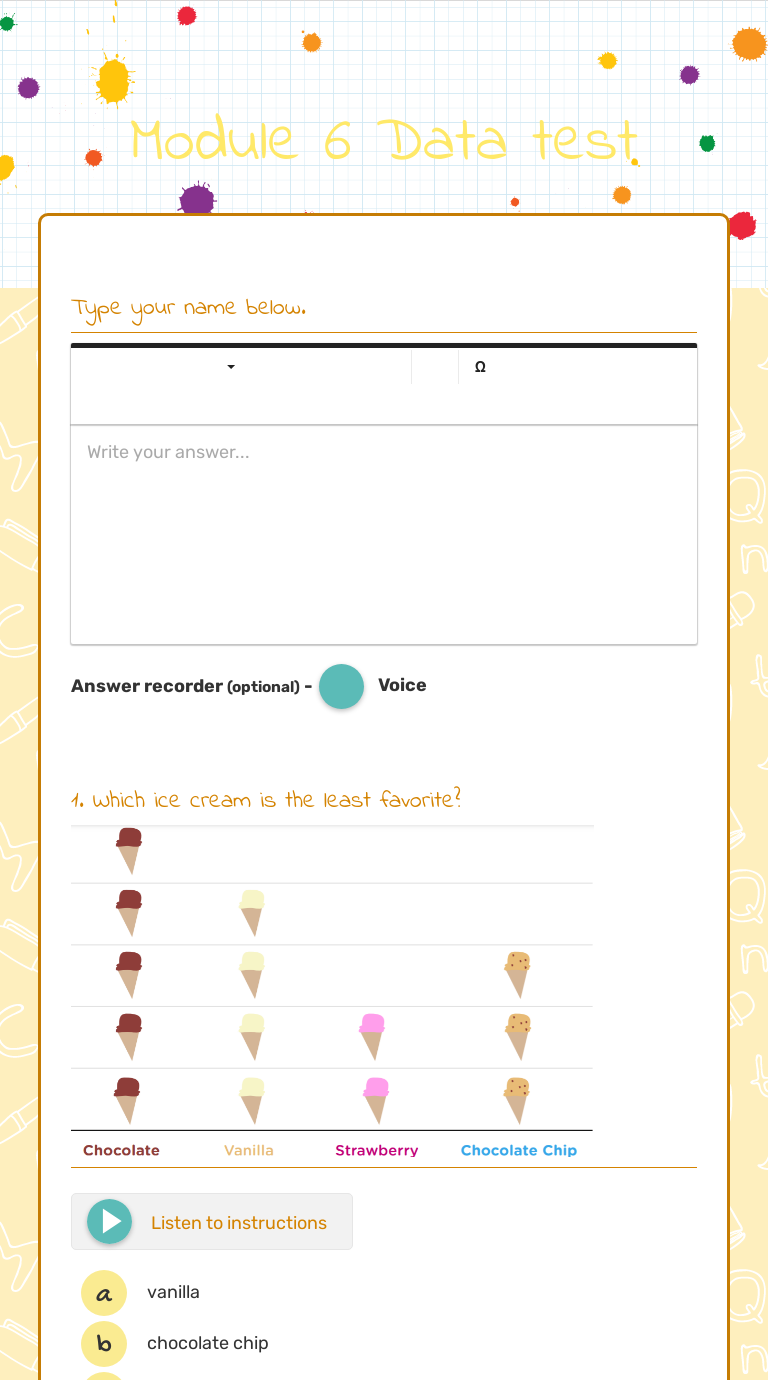 Module 6 Data test worksheet preview image