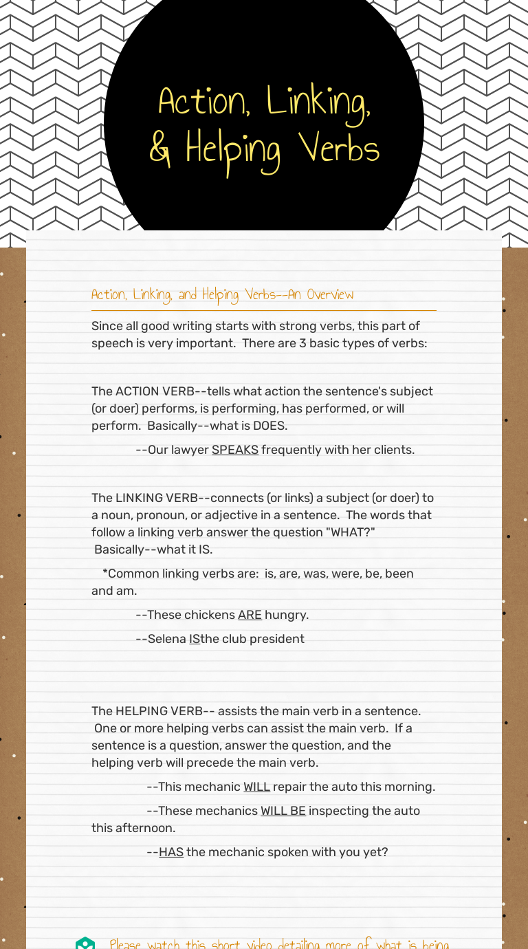 Action, Linking, & Helping Verbs  Interactive Worksheet by Annie Intended For Linking And Helping Verbs Worksheet