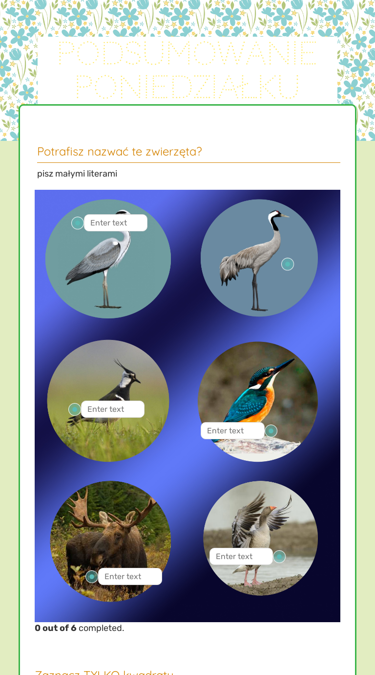 podsumowanie poniedziałku worksheet preview image