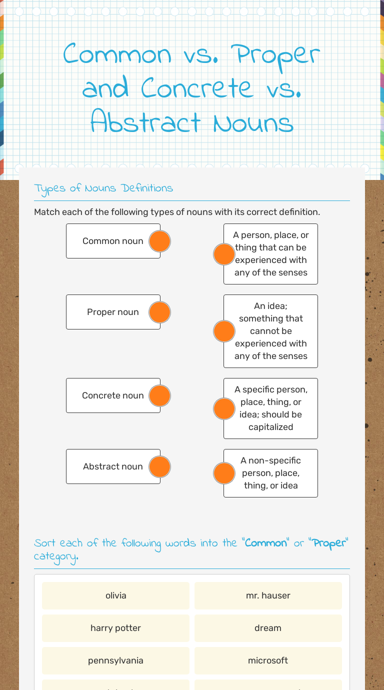 Concrete Vs Abstract Nouns Games