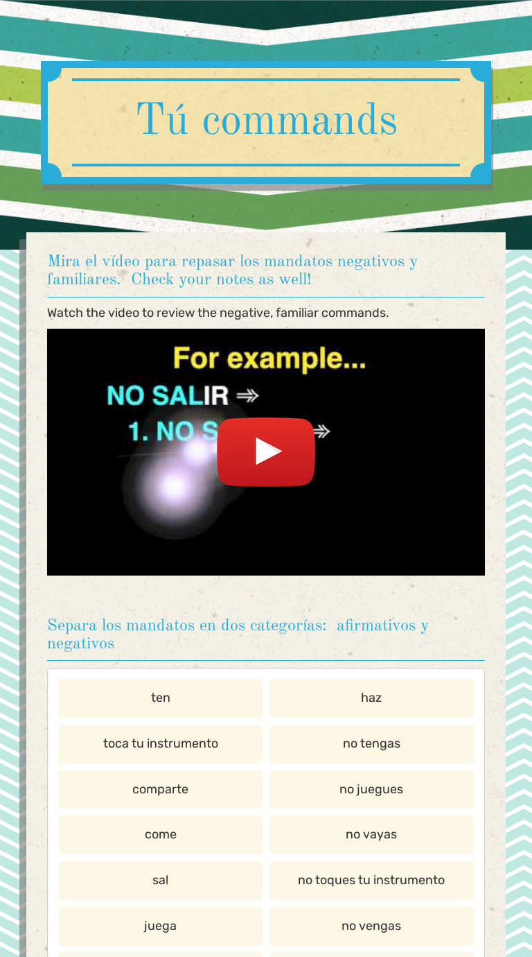Tú commands | Interactive Worksheet by Victoria Karalius | Wizer.me