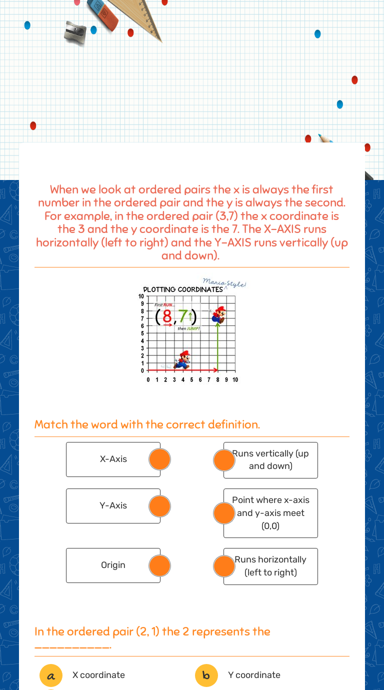 Coordinate plane quiz interactive worksheet by savannah lee wizer me