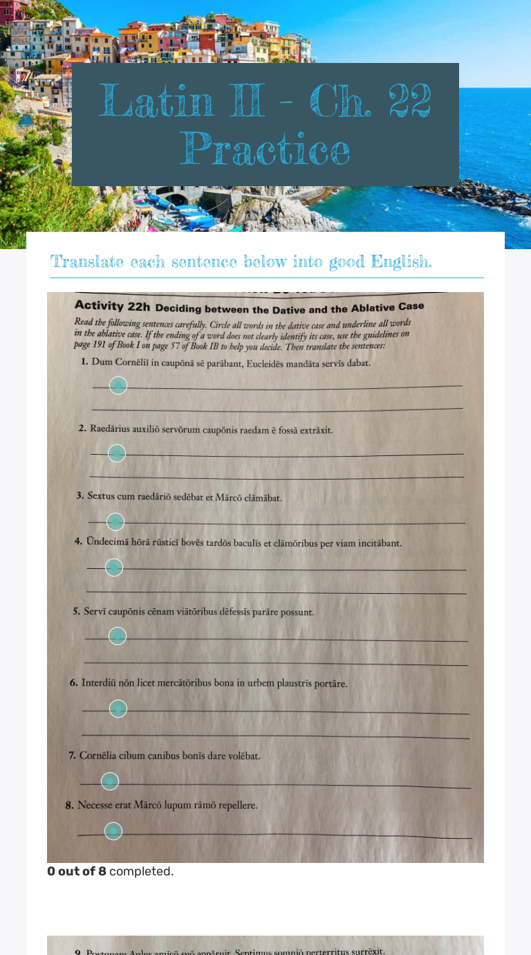 Latin II - Ch. 22 Practice worksheet preview image