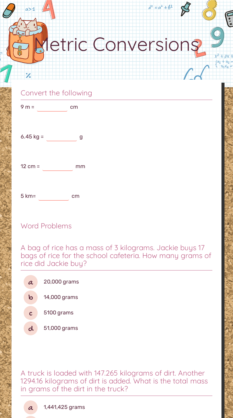 Metric Conversions by Jennah McClure | Interactive Worksheet | Wizer.me