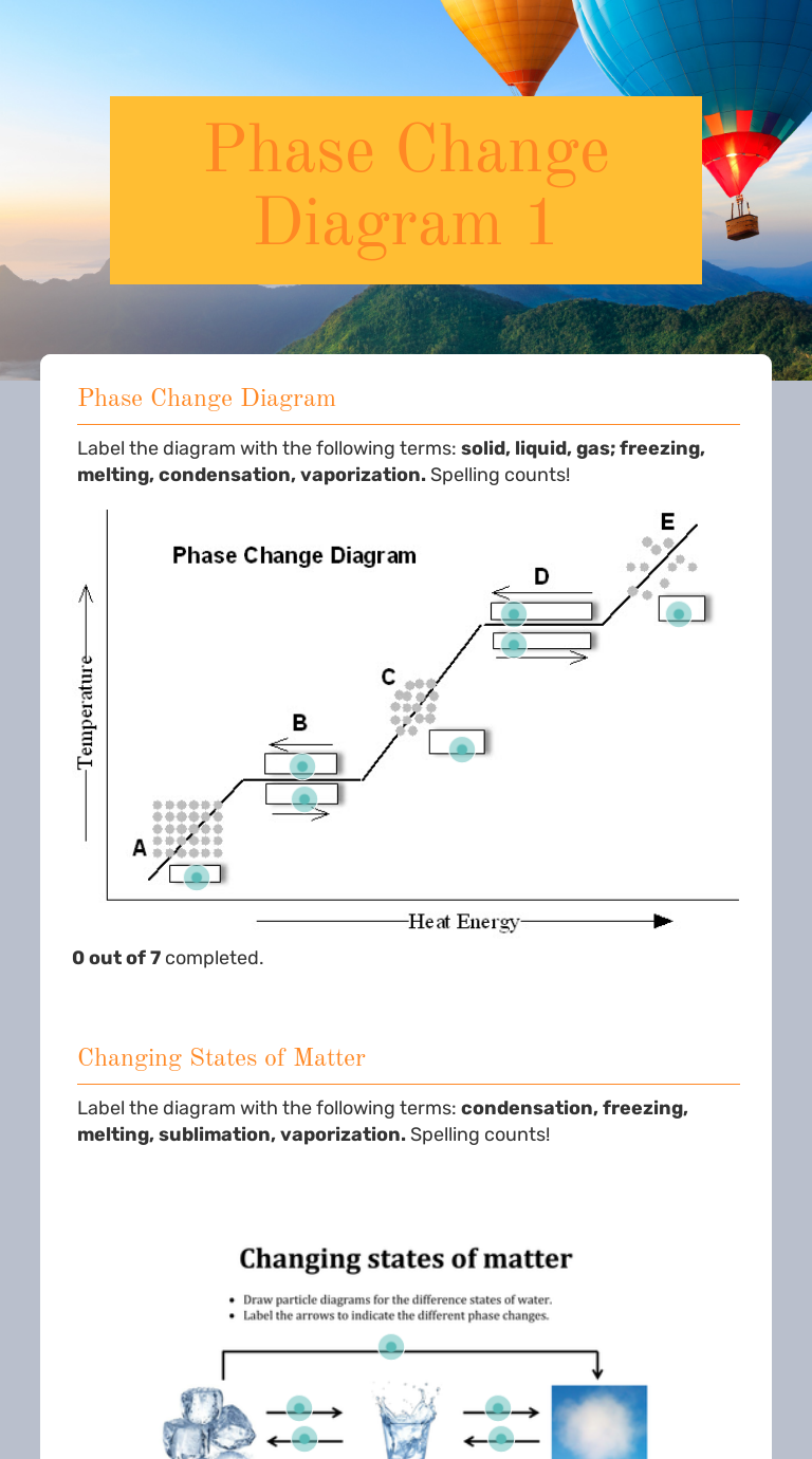 Phase Change Diagram 1 Interactive Worksheet by Robert Johnston