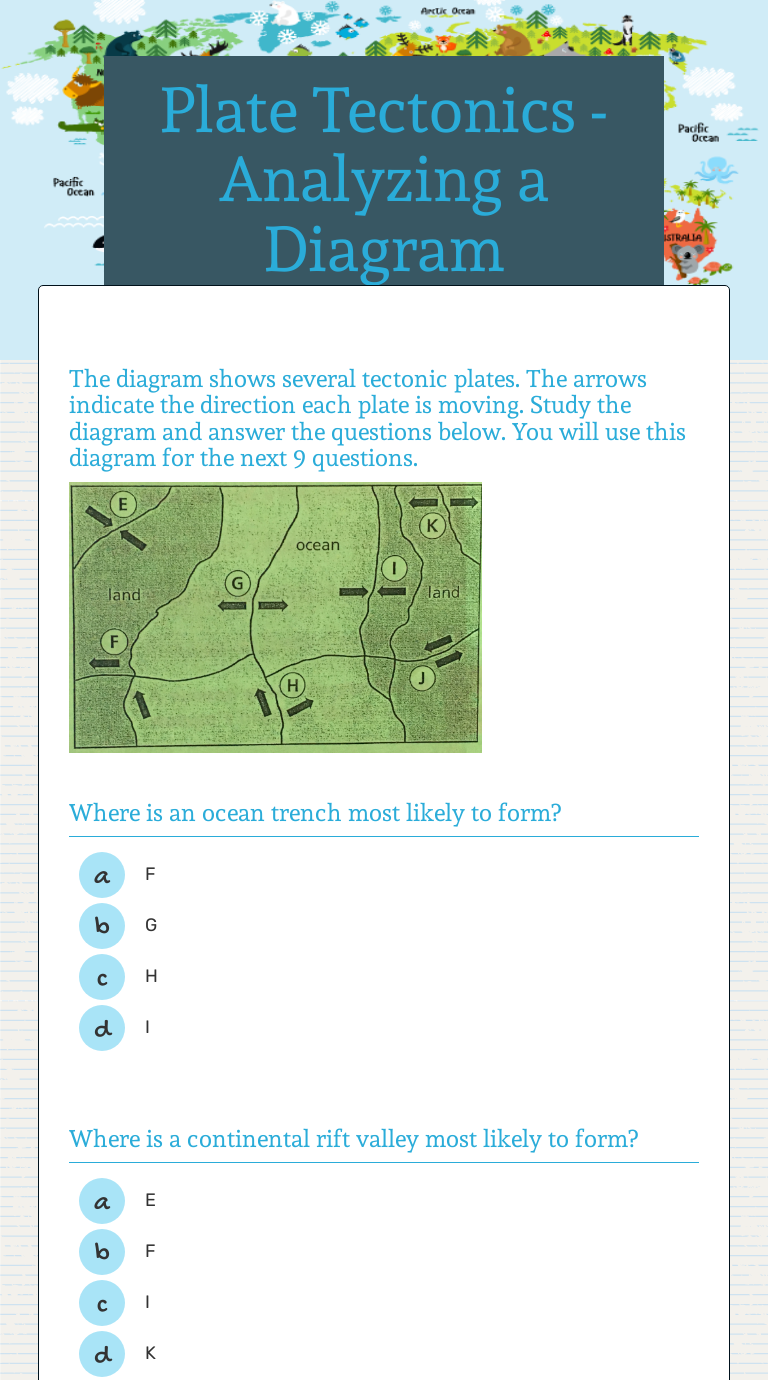 Plate tectonic worksheet answers