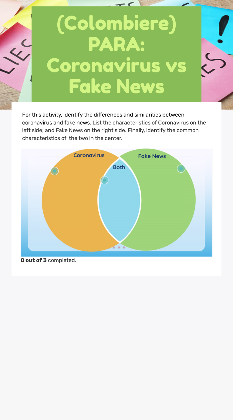 (Colombiere) PARA: Coronavirus vs Fake News worksheet preview