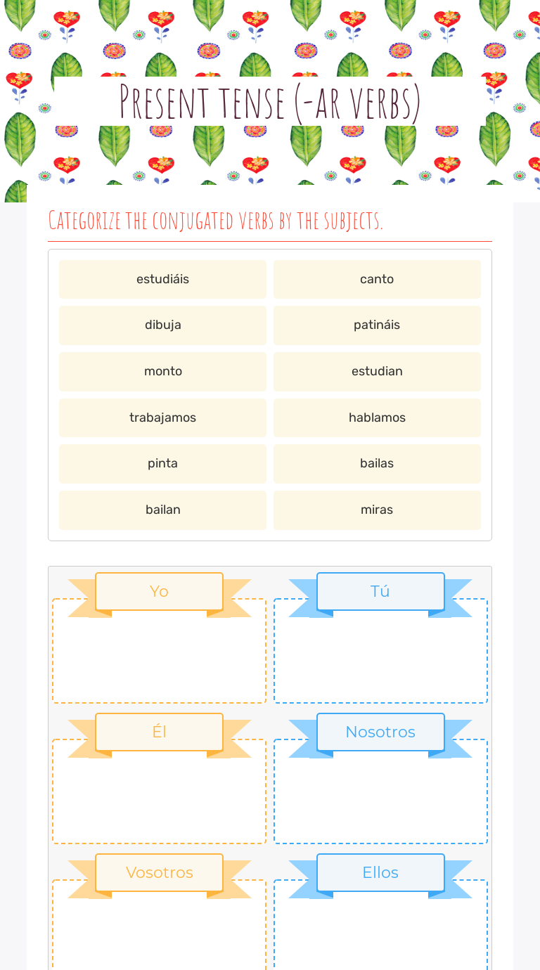 Present Tense (-ar Verbs) | Interactive Worksheet By Melissa Sikora ...