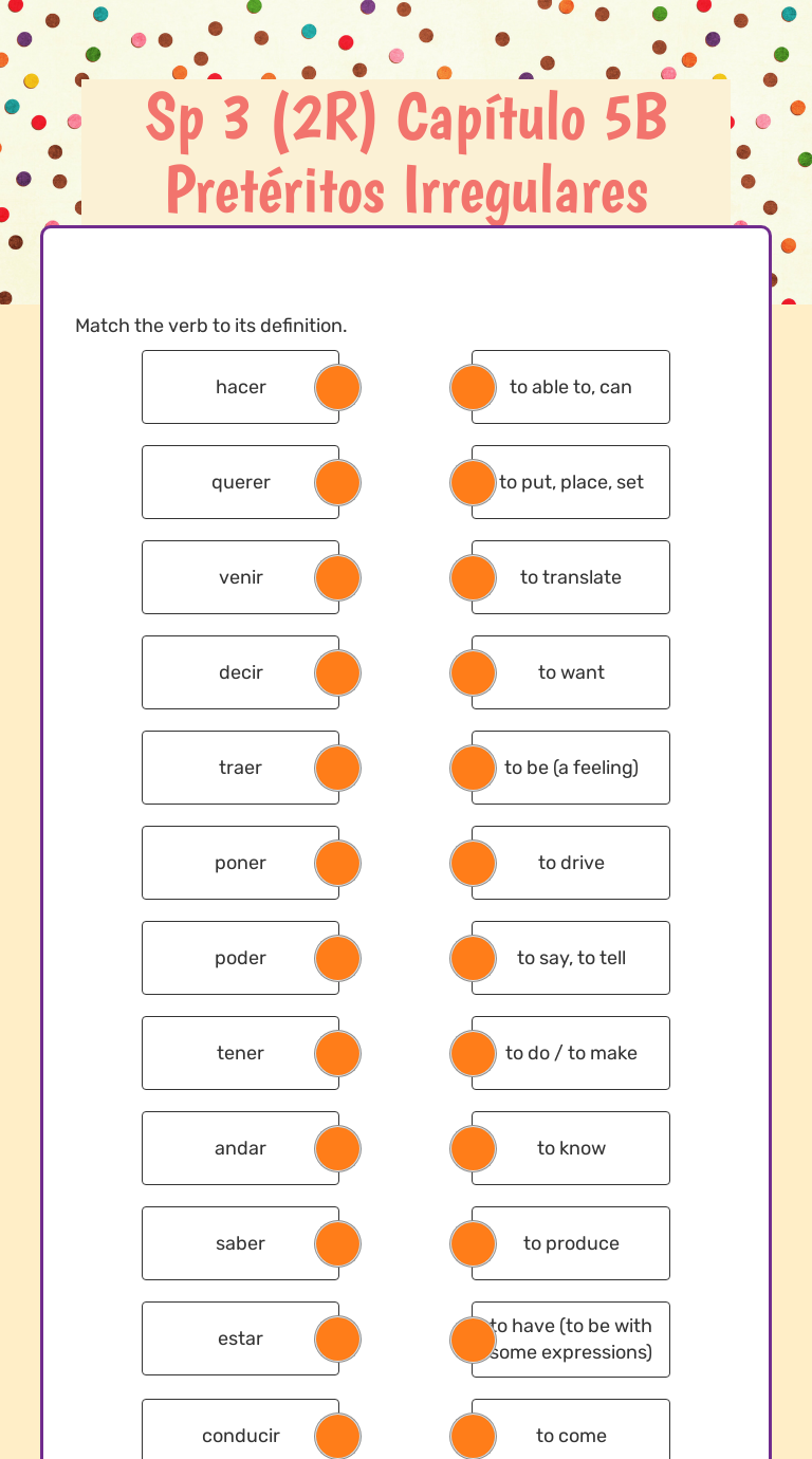 Sp 3 (2R) Capítulo 5B Pretéritos Irregulares | Interactive Worksheet By ...