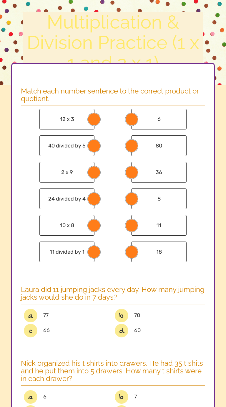 Multiplication Division Practice 1 X 1 And 2 X 1 Interactive Worksheet By Katherine Rooney Wizer Me