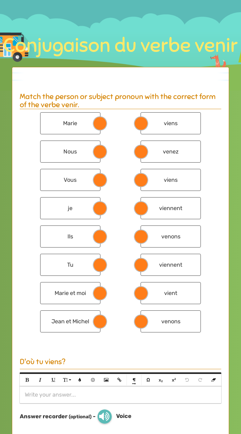 conjugaison-du-verbe-venir-interactive-worksheet-by-diane-hartunian-wizer-me