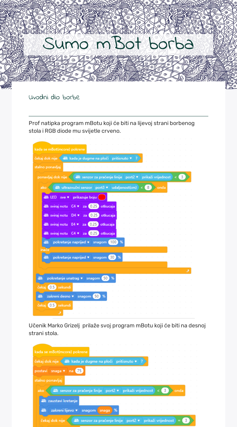Sumo mBot borba worksheet preview image