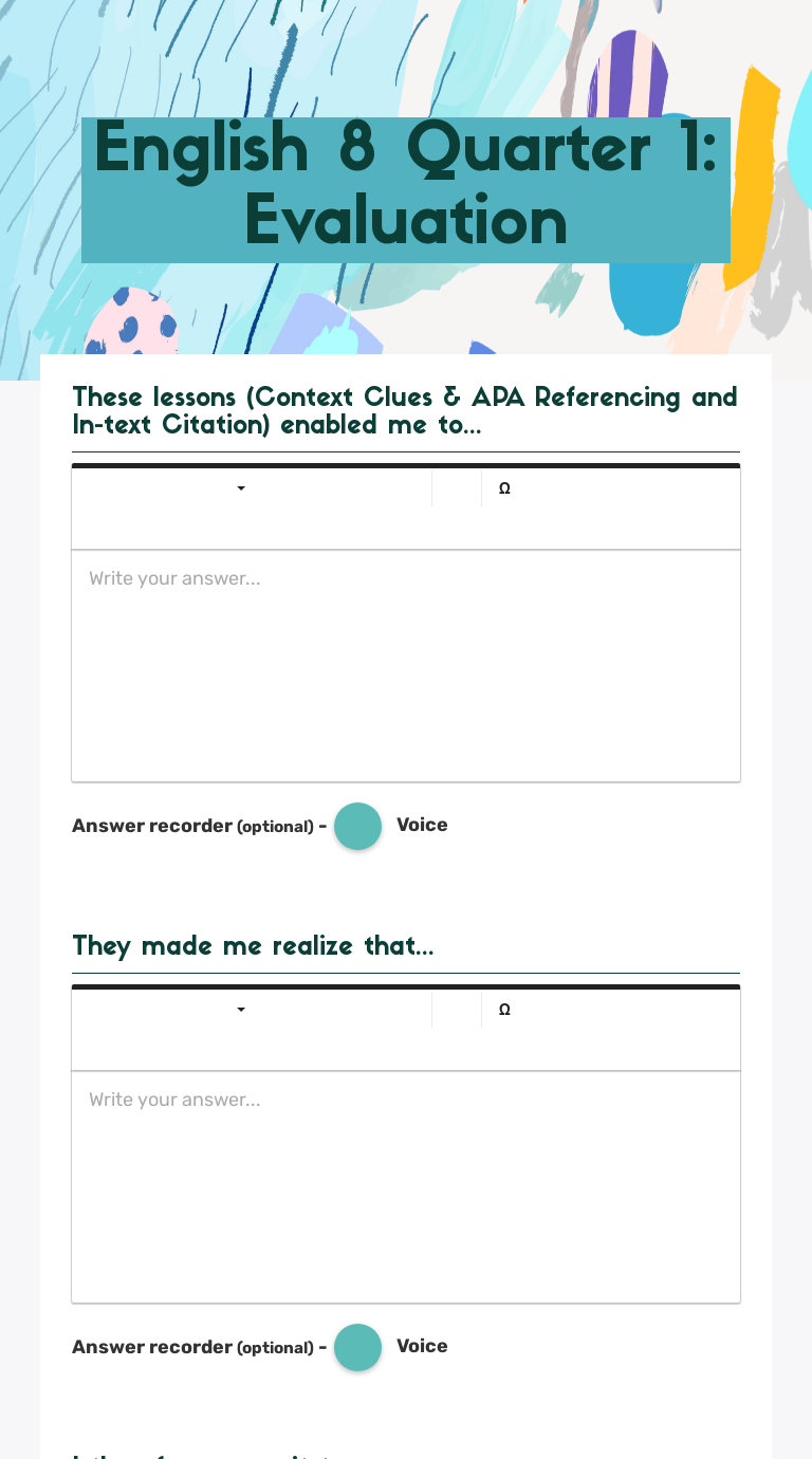 English 8 Quarter 1: Evaluation worksheet preview image