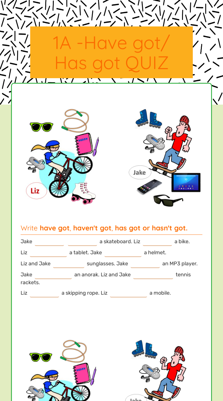 1A -Have Got/ Has Got QUIZ | Interactive Worksheet By Maria Fabiola ...