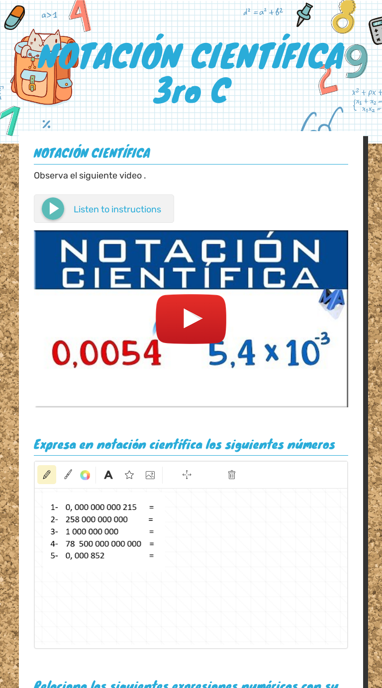 NOTACIÓN CIENTÍFICA  3ro C worksheet preview image
