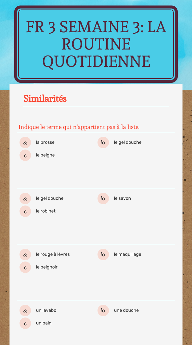 Fr 3 Semaine 3 La Routine Quotidienne Interactive Worksheet By Elizabeth Oliva Wizer Me