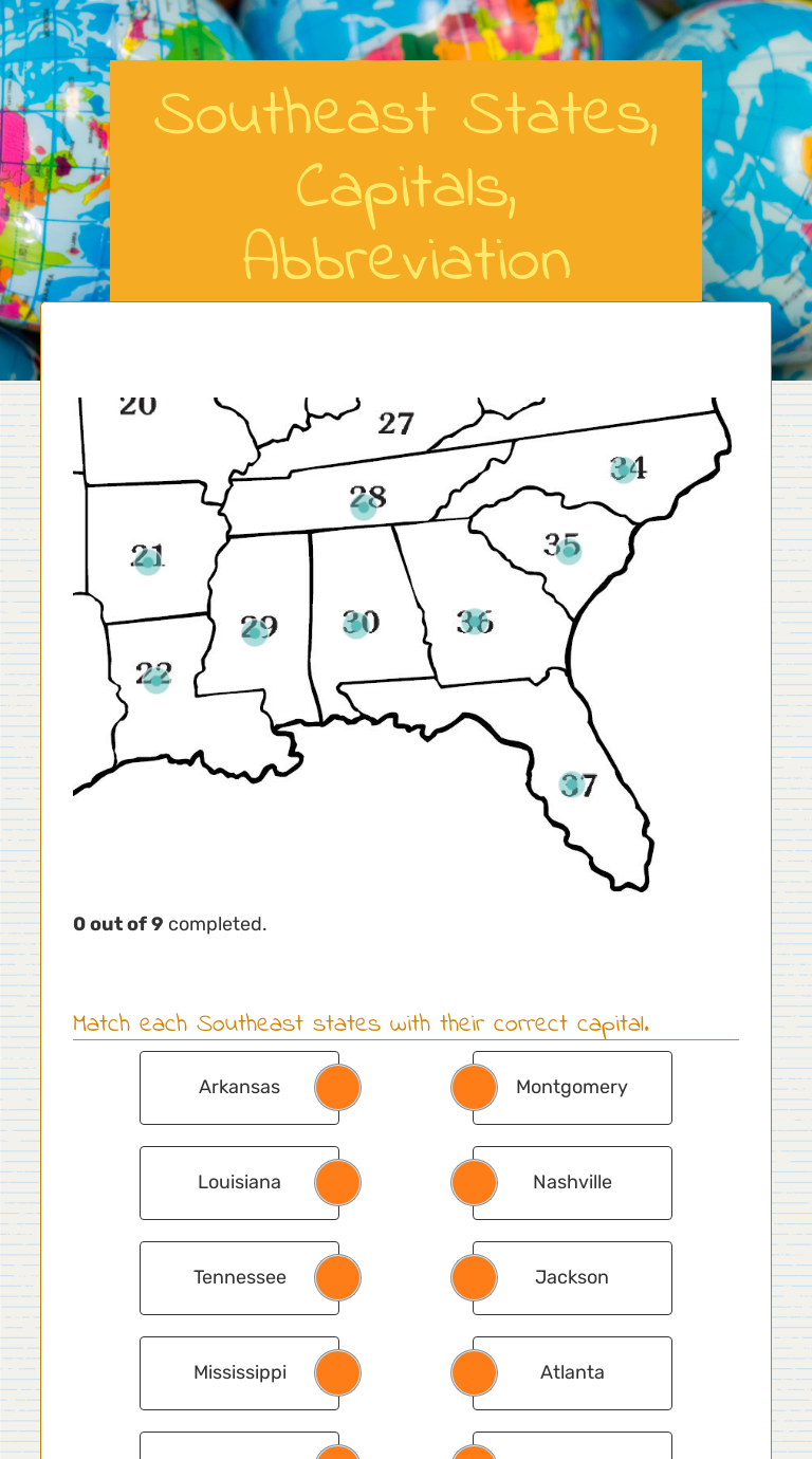 Southeast States Capitals Abbreviation Interactive Worksheet By Ian   BJDhp8Qso4KS