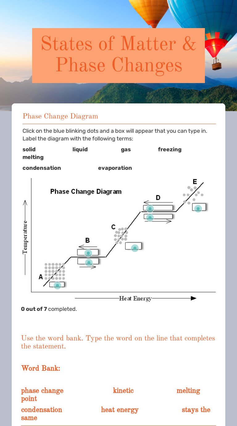 States of Matter & Phase Changes | Interactive Worksheet by Nezahat ...