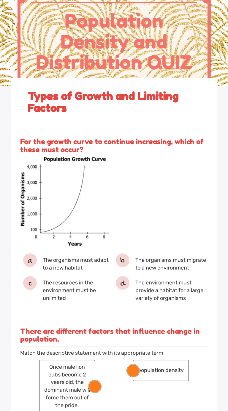 Population Density and Distribution QUIZ Interactive Worksheet by