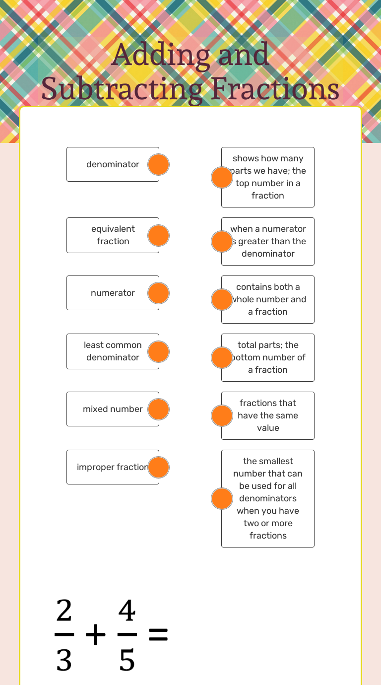 Adding and subtracting fractions interactive worksheet by aubree