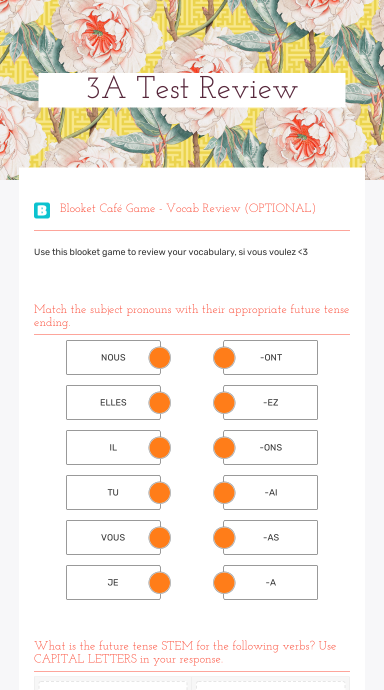 3A Test Review | Interactive Worksheet by Erika Townsend | Wizer.me