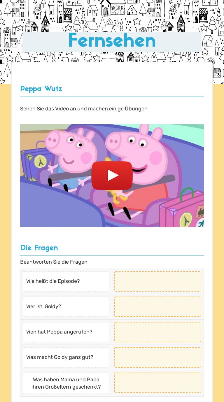 Fernsehen worksheet preview image