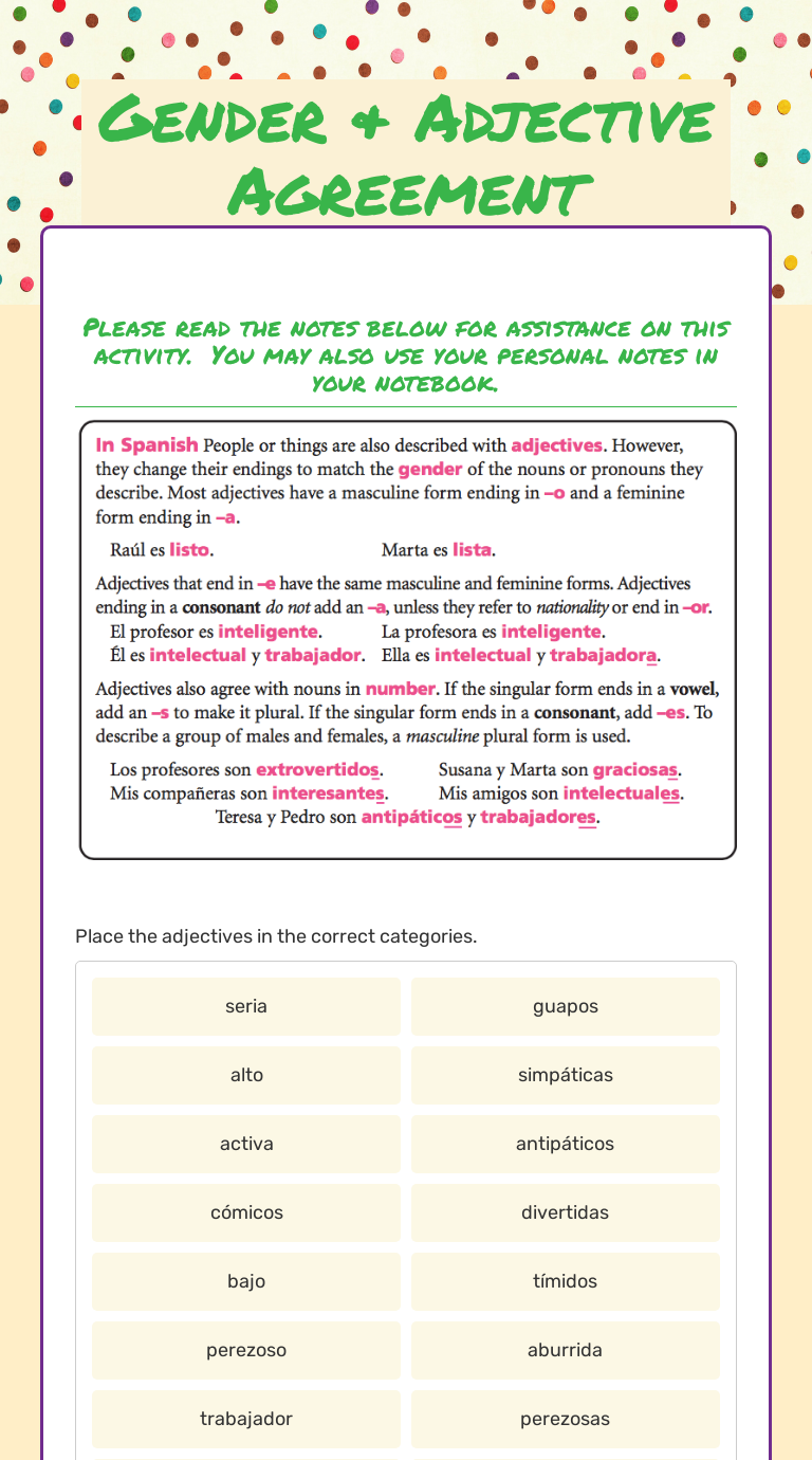 gender-adjective-agreement-interactive-worksheet-by-erika-amador-wizer-me