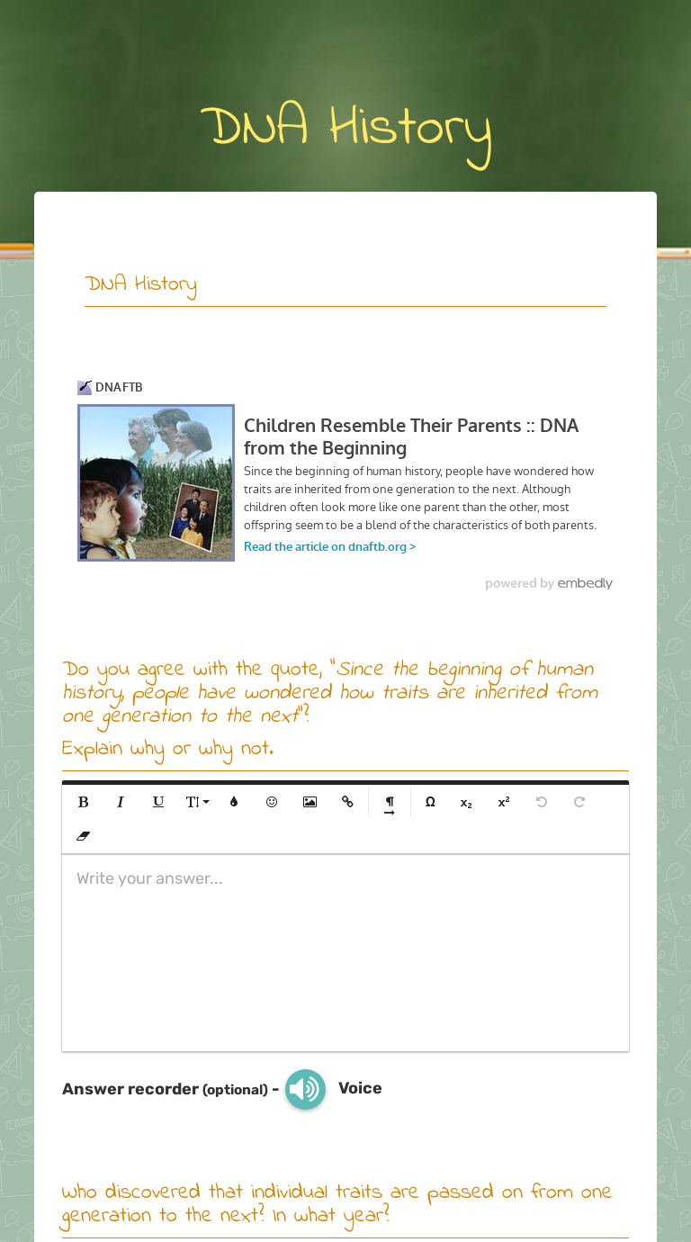 DNA History | Interactive Worksheet by Mariana Garcia-Serrato | Wizer.me