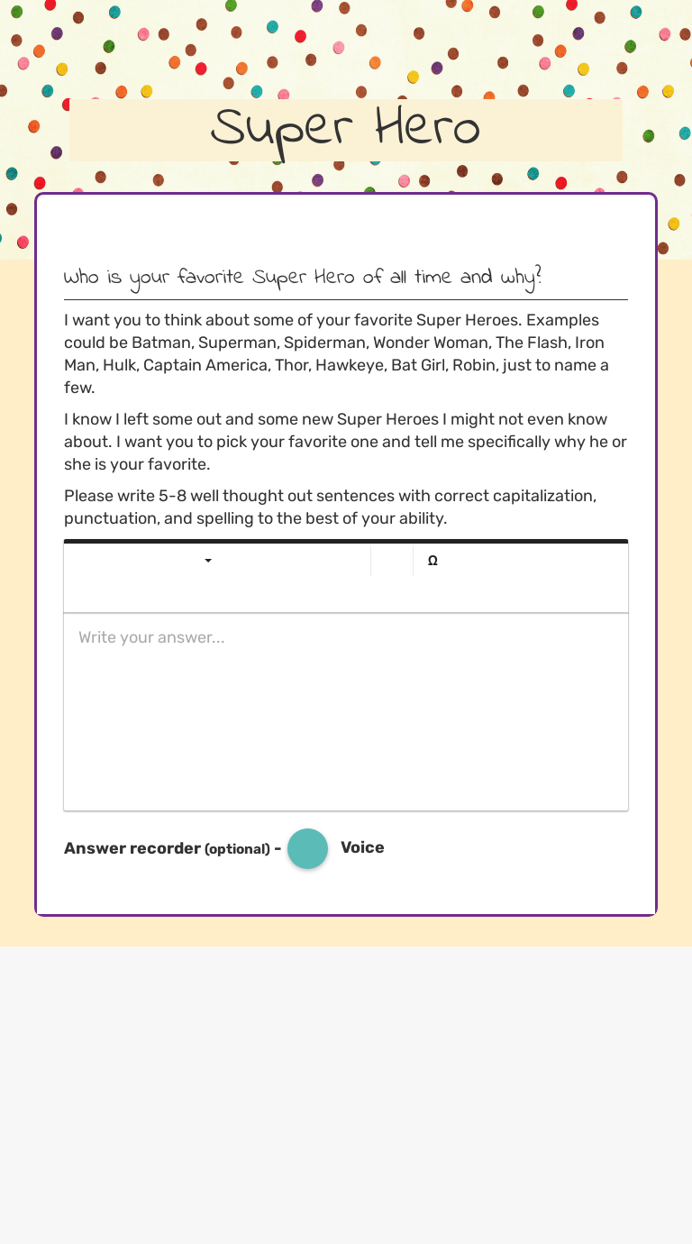 Super Hero worksheet preview image