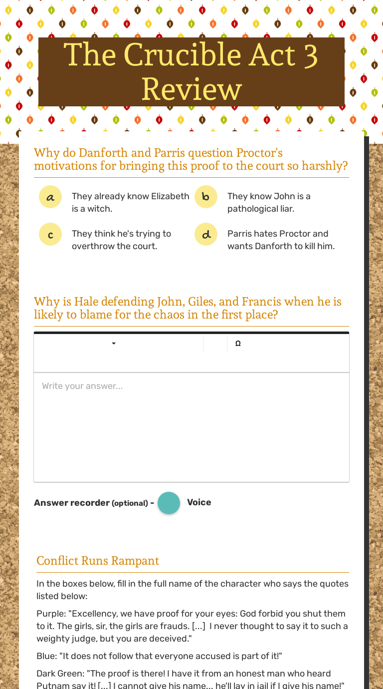 The Crucible Act 3 Review worksheet preview image