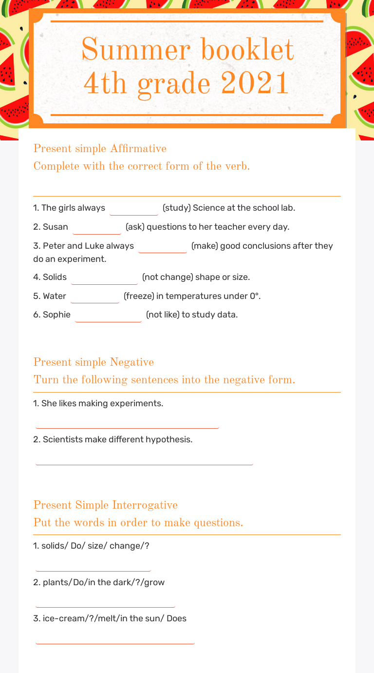 Summer booklet
4th grade
2021 worksheet preview