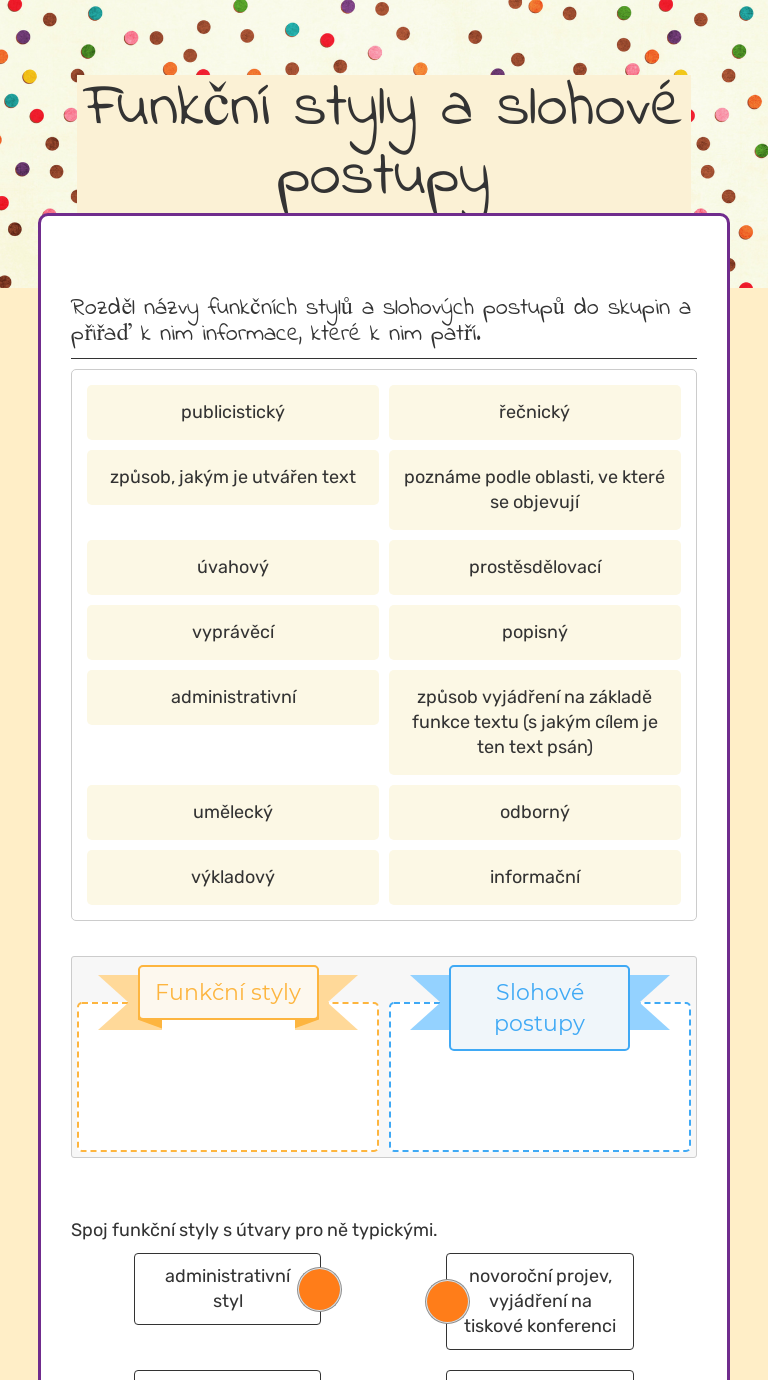 Funkční styly a slohové postupy worksheet preview image