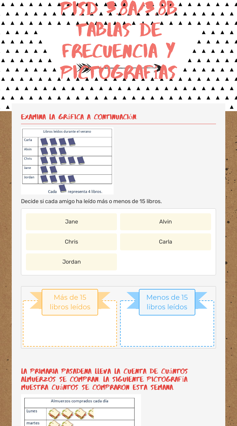 PISD 3.8A/3.8B Tablas de frecuencia y pictografías worksheet preview image