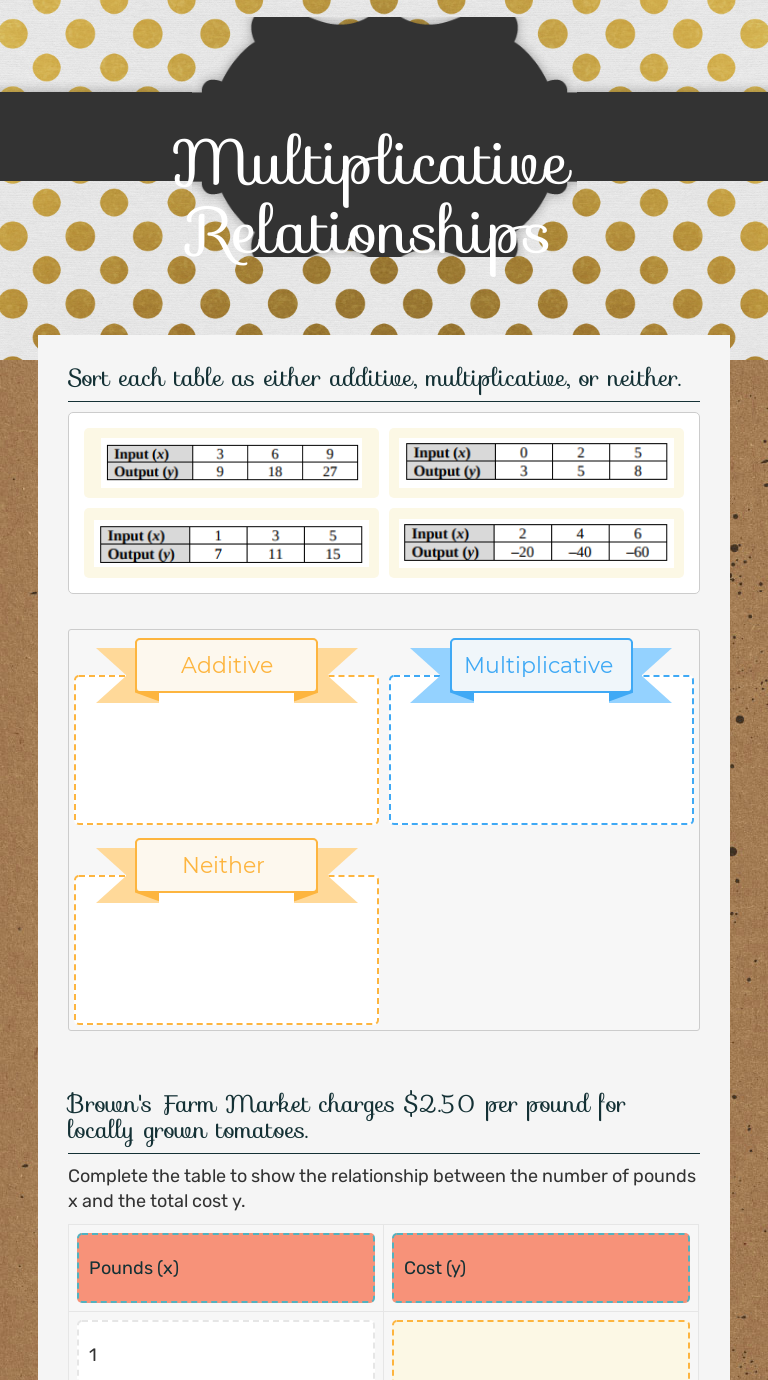 Additive And Multiplicative Relationships Worksheet Pdf