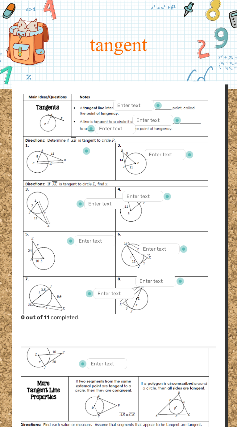 tangent | Interactive Worksheet by Jonathan Potts | Wizer.me